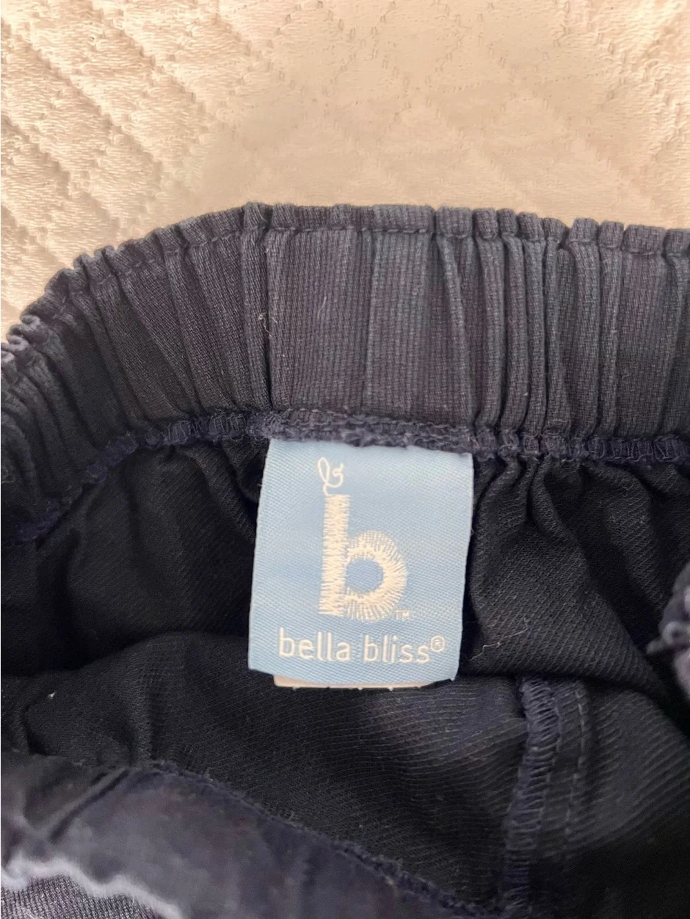 Bella Bliss navy shorts with white rick rack